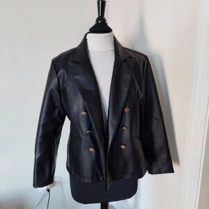 Marc New York black faux leather blazer with gold buttons. Sz XL.